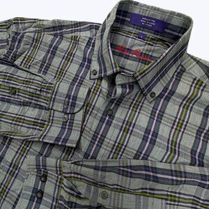 Alan Flusser Long Sleeve Button Front Shirt Size Small Plaid